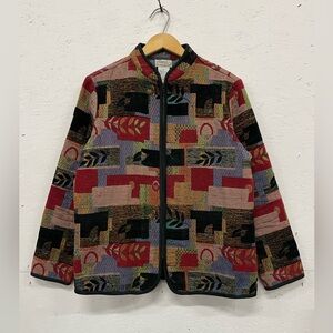Vintage 90s Colourful Tapestry Jacket, Size 12